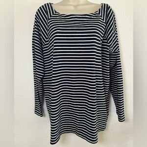 Lauren Ralph Lauren Black and White Striped Long Sleeve Top size 2X